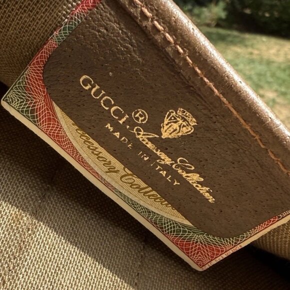 WITH CHAIN EUC Gucci Shirley Line Pouch Beige Logo clutch Crossbody bag handbag - Picture 8 of 10